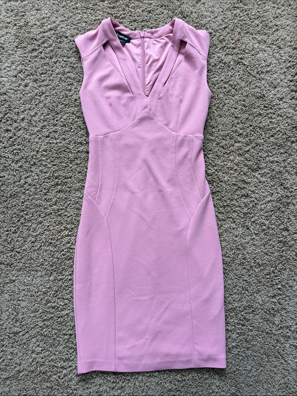 bebe Pink V-Neck Sleeveless Sheath Dress